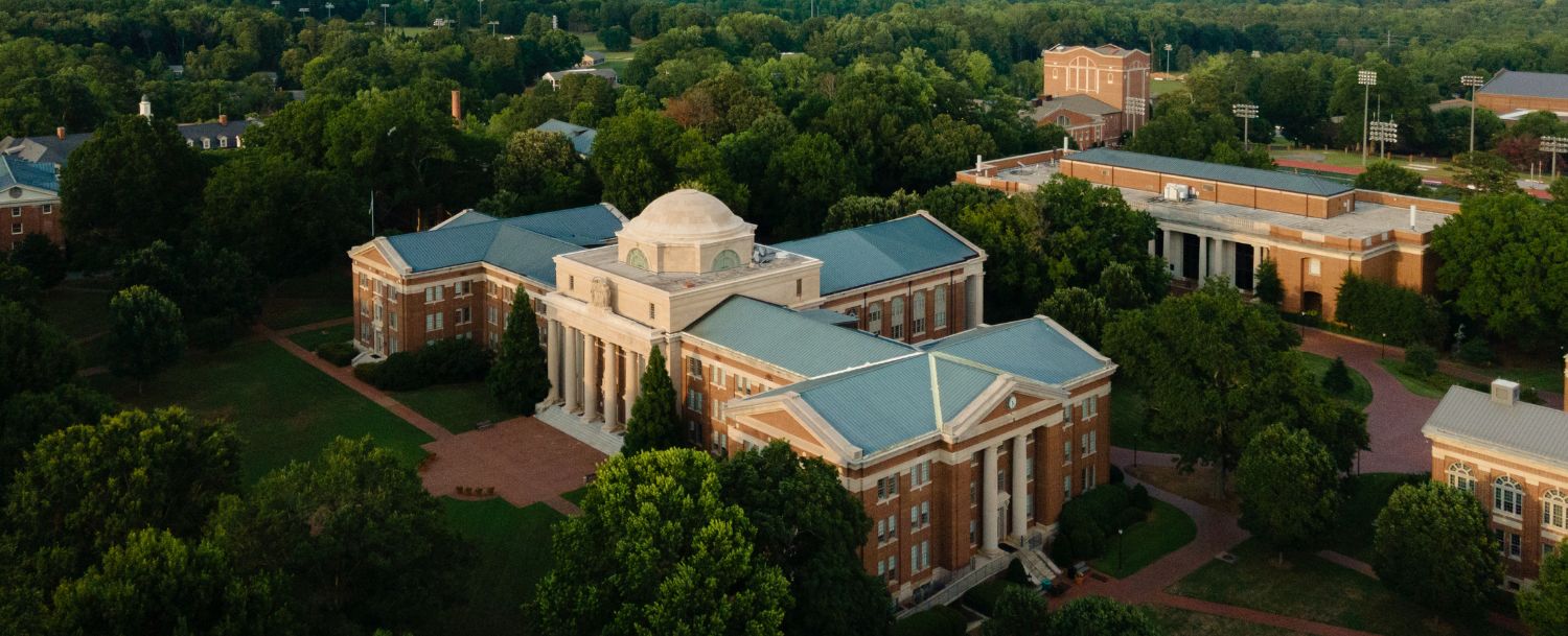 An aerial view of Davidson College 