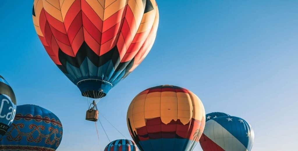 Hot air balloons take flight at Carolina BalloonFest in Statesville, NC.