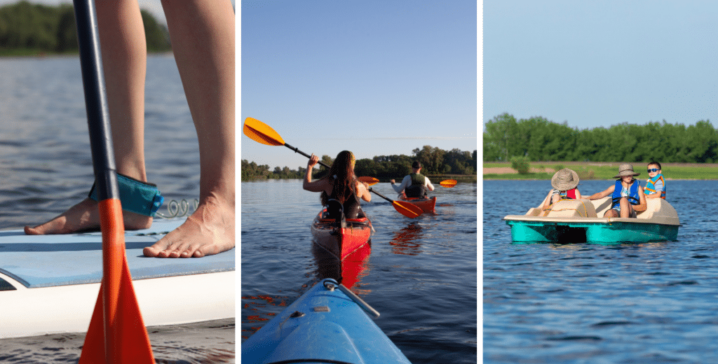 Paddleboarding, kayaking, and family boating activities on Lake Norman